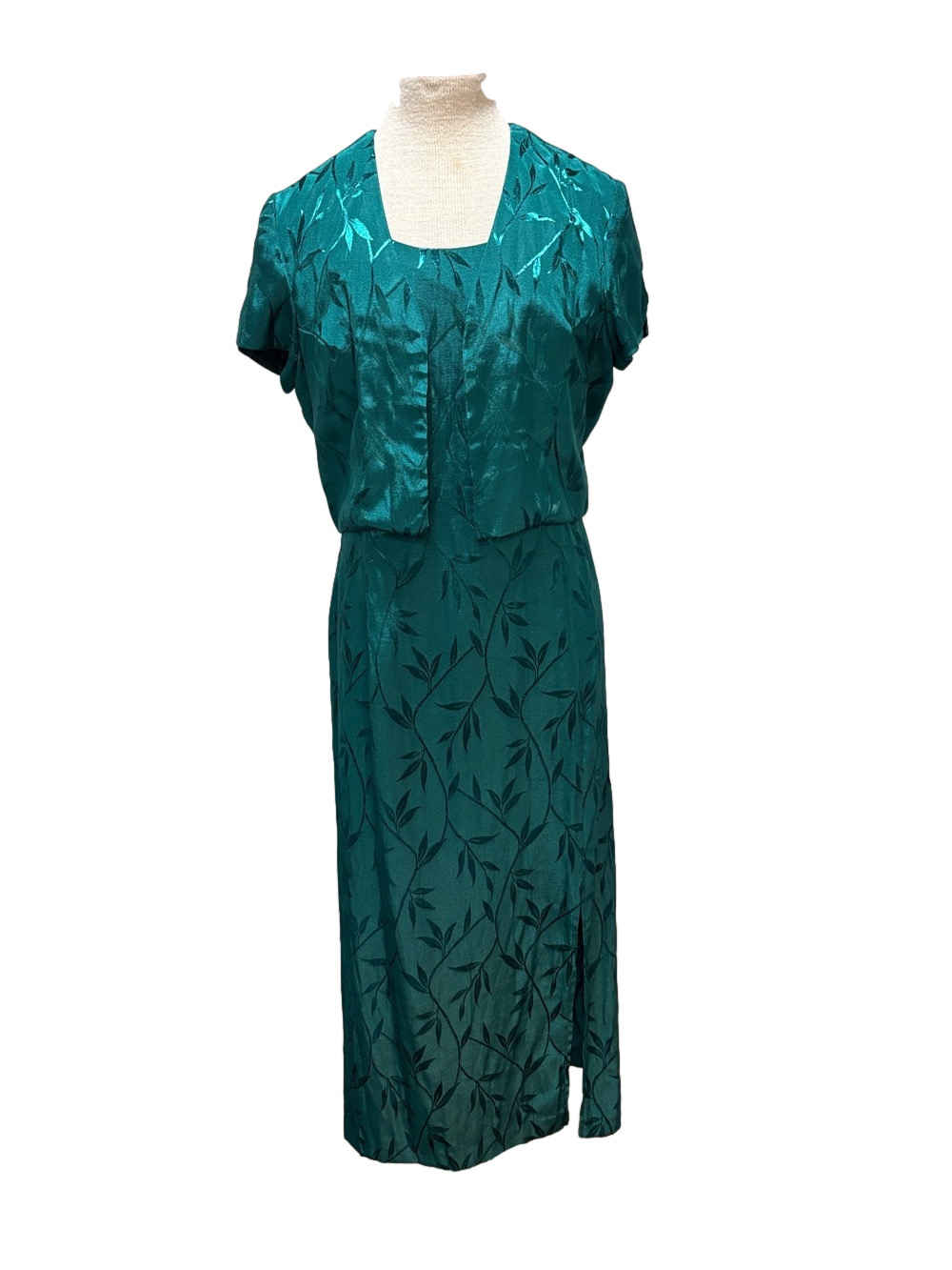 Miss Dorby vintage sz 14 green maxi dress with jacket
